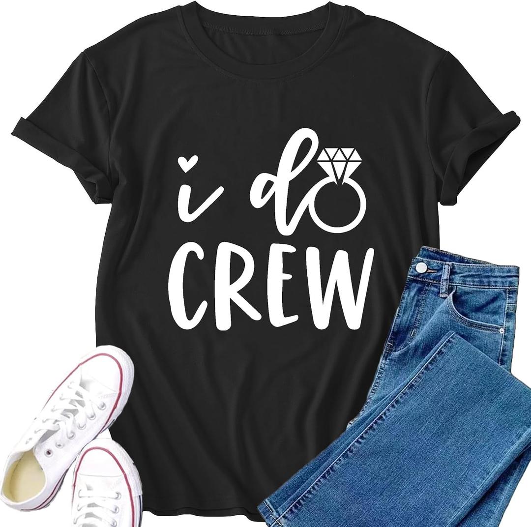 Bride Shirt & I Do Crew Bachelorette Party Shirts Bridesmaid Squad Tee, 2XL