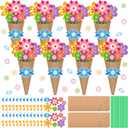 Colingmill 24 Pcs Flower Bouquet Craft Kit DIY Teacher's Day Flower Bouquet Craft DIY Make Your Own Paper Thankful Gift for Thank You Teacher Appreciation Home Classroom Activities