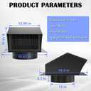 Roof Vent Cap 12 Inch Removable Rooftop Black Exhaust Iron Vent Cap with Damper for Ventilation System