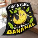 Cute Banana Throw Blanket Gifts for Girls Lover,Just Girl Who Loves Bananas Print Blankets,Soft Plush Flannel Quilt for Bed Sofa Couch Room Decoration 50 x 40in for Kids