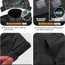 GEMYSE Kids Winter Jacket Waterproof Boys Girls Ski Jacket with Hood Windproof Warm Fall and Winter Outerwear (Black, M)