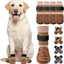 SlowTon Dog Socks with Double-Sided Grippers - 4PCS Dogs Grip Socks for Hot & Cold Pavement or Hard Floors, Non-Slip Paw Traction Protectors for Senior Small Medium Large Dogs(Brown, S)