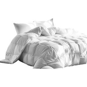 Serta Goose Feather Down Fiber Cotton Comforter Twin Size - 100% Cotton Duvet Insert - Hotel Luxury Hypoallergenic Bedding Comforter Light Warmth 68 x 90 Inch White
