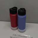 koodee 18 oz Water Bottle with Straw-2 Pack Stainless Steel Double Wall Insulated Water Bottle for School Reusable Water Flask BPA Free (Canyon Red-Royal Blue)