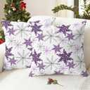 CaliTime Christmas Throw Pillow Covers Decorative 16 X 16 Inches Pack of 2 Cozy Fleece Snowflakes Cushion Cases for Holiday Couch Sofa Bed Living Room Home Purple Grey