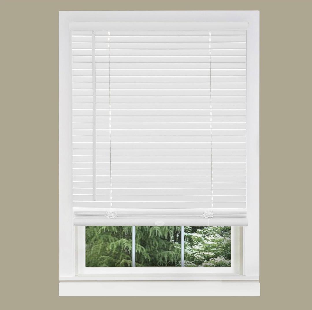 Cordless 1 Inch Window Blinds, Mirrotek Cordless Blinds Light Filtering Mini Blinds (30'' x 64''), White