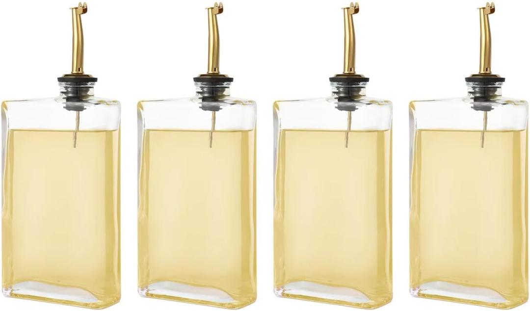 Olive Oil Dispenser Spout, Olive Oil Dispenser Bottle Glass Bottle, 11.8OZ/350ML Cooking Oil and Vinegar Dispenser, Coffee Syrup - Essential Culinary Accessories (4 Pack)