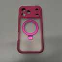 for iPhone 17 Pro Max Case with Invisible Magnetic Stand, Compatible with Mag-Safe Translucent Matte with Built-in Screen Protector, Shockproof Protective Phone Case for Women Men, Rose