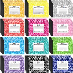 36 Pack Composition Notebooks Bulk Wide Ruled 4-7/8"x 7.5" Half Size Composition Books 60 Sheets Mini Notebook 12 Color Small Pocket Marble Journal Books for Students College Office Back to School Supplies