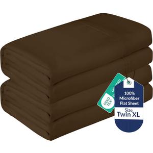Royale Linens 2 Pack Bulk Flat Sheet Set - Top Sheets - Soft Microfiber - Wrinkle & Stain Resistant - for Hotel, Massage Table, Hospital, Dorm - Twin XL Flat Sheet Sold Separately (Twin Xl, Chocolate)