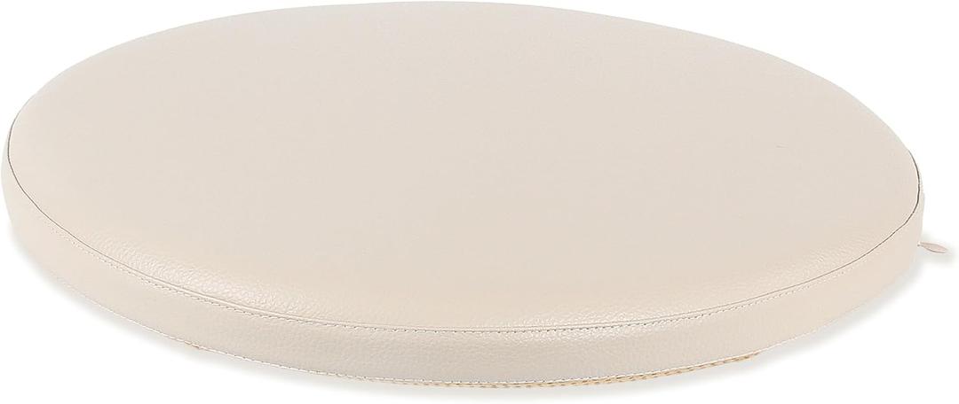 Sigmat PU Leather Round Chair Cushion Memory Foam Waterproof Round Stool Cushion for Kitchen Stool, Living Room Chiar, Office Chair, Car or Floor Pillow(14 Inch, Off White)