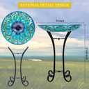 Glass Bird Bath Outdoor with Metal Stand for Lawn Yard Garden Decor Solar Large BirdBath Peacock Bird Feeder