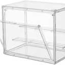 Clear Acrylic Display Case,3 Layer Adjustable Display Box Stand with 2 Movable Plates, Small Assembly Showcase Magnetic Door for Mini Action Figures Collectibles (1 Pack,Small