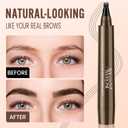 AWROSE Eyebrow Pencil, 2 Pack 3D Waterproof Microblading Eyebrow Pen 4 Fork Tip Tattoo Pencil, Precise Natural Brow Magic Eye Brow Pencil with Hair Like Strokes, Multi-Used Eye Brow Pen for Women