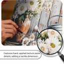 DRLWGTY Framed Farmhouse Rustic Daisy Wall Art, 24x24 Country Floral Watering Can Village Style Wall Picture with Gold Glitter Texture Details for Living Room Garden Kitchen Ready to Hang