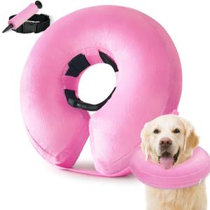 Inflatable Dog Cone Collar, Cone for Dogs to Stop Licking, Donut Collar After Surgery, Soft Dog Cone Alternative, Cones Collar for Small Medium Large Dogs (Pink, L (Neck 13"-18")) (Pink, L)