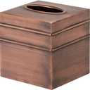 Monarch Abode Tissue Box Cover Square  Handcrafted Border Embossed Antique Copper Metal Tissue Holder Box for Bathroom Accessory, Aesthetic Decorative Facial Napkin Cube for Modern Home Decor