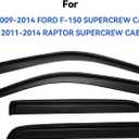 Window Visors Rain Guards for 2009-2014 Ford F150 SuperCrew Cab, Out-Channel Window Vent Wind Deflectors Visors Shades for 2010-2014 F-150 SVT Raptor Full-Size Cab