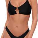 Sports Illustrated Women's Double Ring Bralette Bikini Top (Black, S)