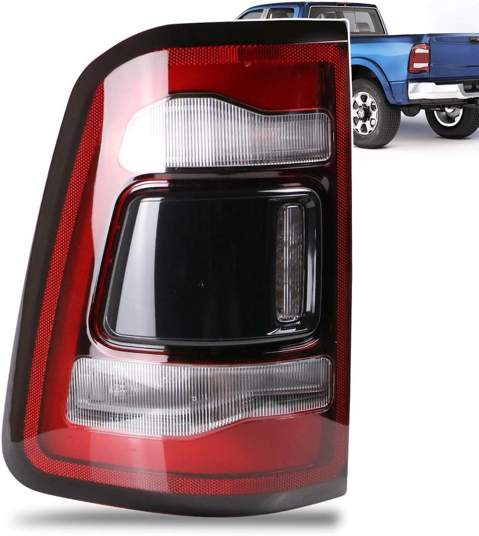 LED Tail Lights Black Cover w/o Blind Spot Detection Compatible With 2019-2023 Dodge Ram 2500 Left Driver Side Replace 68361719AD