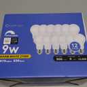 Dimmable A19 LED Light Bulbs 2700K Soft White, 60 Watt Equivalent, Efficient 9 Watt, 800 Lumens, E26 Medium Base, ETL/UL Listed, 12 Pack