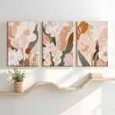 YUFEIART 3 Piece Abstract Floral Canvas Wall Art Boho Flower Wall Art Botanical Pictures Wall Decor Neutral Art Prints for Bedroom Living Room Home Office 16"x24"