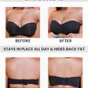 Woobilly Strapless Bra, Non-Slip Convertible Full Support Push Up Bras, Non Padded Side Smoothing Bra Bandeau (Black, M)