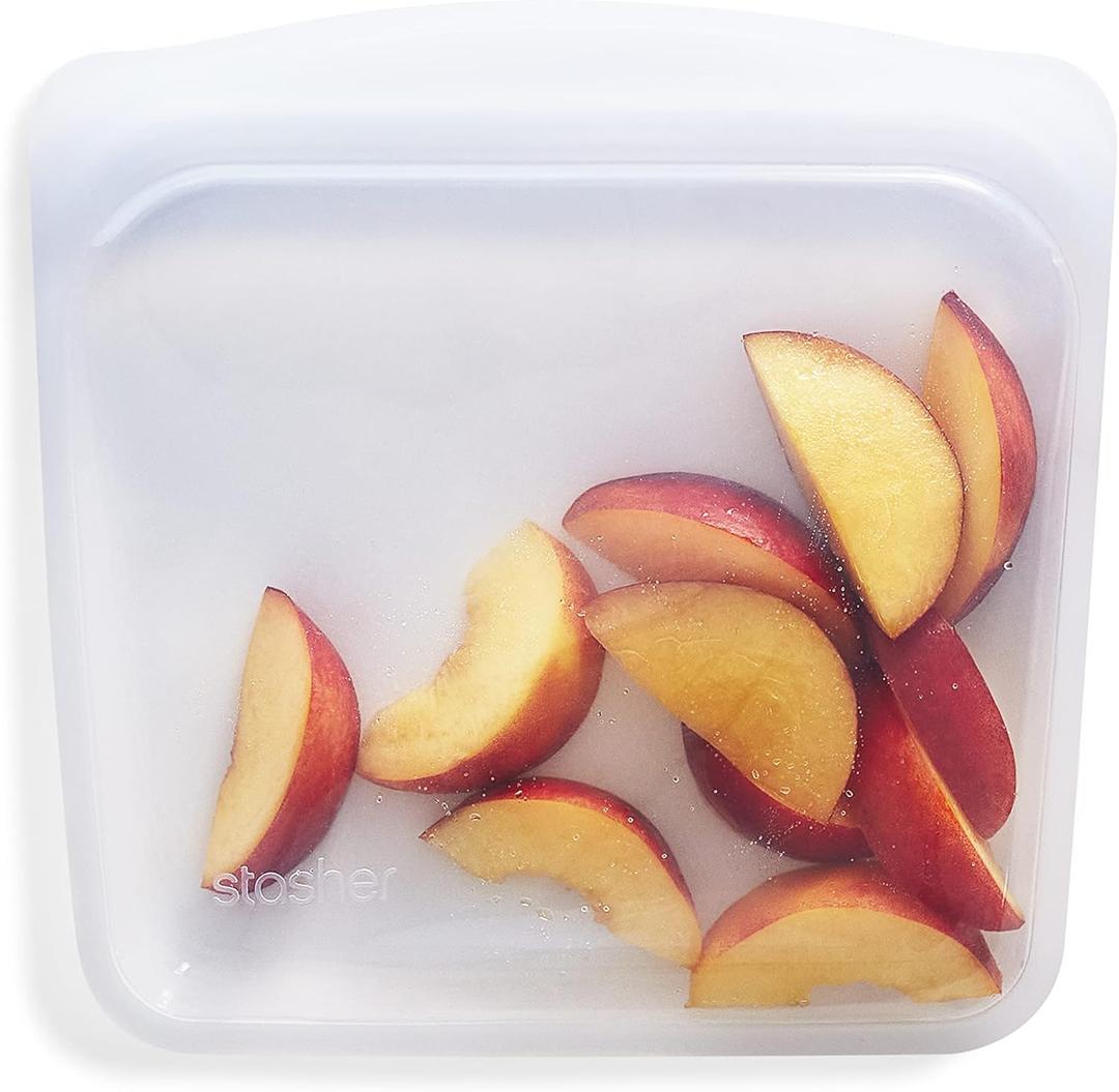 Stasher Silicone Reusable Storage Bag, Sandwich Bags, Reusable Freezer Bag, Microwave, Dishwasher, Oven Safe, Sous Vide, Premium Lunch Container, Eco Friendly, Food Storage Bags, 28 oz, Clear