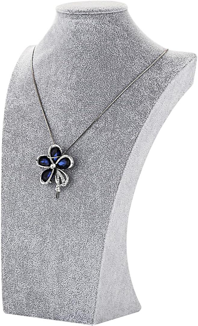 Polmart H4 Necklace Display Bust (Gray Velvet, 13 H)