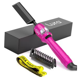 200-500F Pink Hot Comb:Electric Hot Comb for Lace Front Wigs,Electric Pressing Combs for Black Hair,Electric Straightening Comb for African American Hair,
