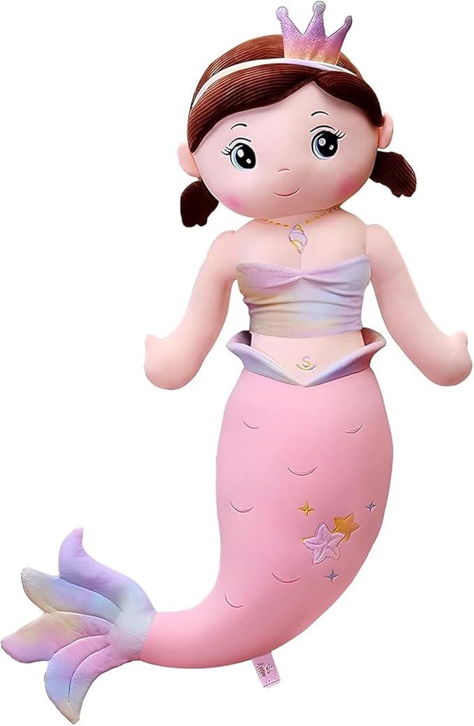 NXNYNZ Mermaid Stuffed Animal Plush, 31.5in Cute Soft Pink Hugging Mermaid Plushies Pillow Toys Kawaii Birthday Gift for for Adults Kids Boys Girls