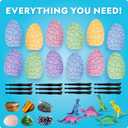 Blue Marble Easter Eggscavation Dig Kit - 12 Easter Egg Dig Bricks with Real Gemstones & Glow in The Dark Dinosaur Figures, Includes Dig Tools, Egg Hunt or Dig Party Activity, Easter Basket Stuffers