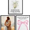 Christian Wall Art Decor, Bible Verses Wall Art Jesus Pictures, Coquette Room Decor Aesthetic, Inspirational Religious Prints Poster for Girly Dorm Bedroom, 8x10 Inches Set of 3 Unframed