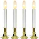 4 Pack Christmas Electric Window Candles with Dusk-to-Dawn Auto Sensor, Turns On in Dark, Off in Light, Plug in Electric Candle for Christmas Window Home Table Decor, 7W C26 Clear Bulb, Gold Base