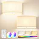 PRTILOUD Battery Operated Wall Sconces Set of 2, 5000mAh Rechargeable Wall Sconces 15 Colors Wall Lamp with Remote 10 Levels Brightness, Wireless Wall Sconces Decor with Timer for Bedroom Living Room