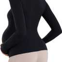 Sunzel Sunzfly Maternity Long Sleeve Shirts for Women, Pregnancy Clothes Tops with Crew Neck, Soft Athletic Yoga Casual Tee (Black, XL)