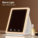 (2 Pack) 2025 Rechargeable Travel Makeup Vanity Mirror with 72 Led Lights,Portable Lighted Beauty Mirror,3 Color Lighting,Dimmable Touch Screen,Tabletop LED Folding Cosmetic Vanity Mirror Desk Table (White Mix 2p)