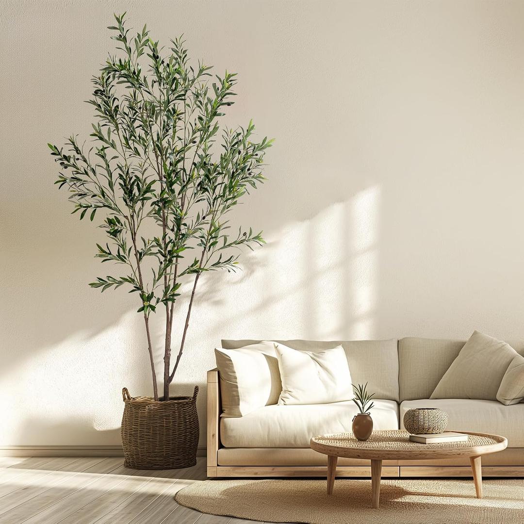 Erimda Artificial Fiddle Leaf Fig Tree 6ft with White Planter Realistic Fiddle Leaf Lyrata Plant Tall Fake Tree with Natural-Looking Leaves Fake Tree for Indoor Outdoor Home Office Decor