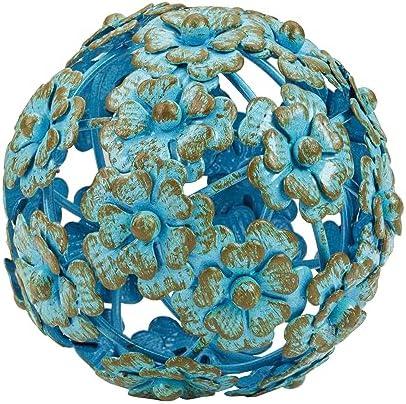 Everydecor Metal Decorative Sphere for Home Decor - Decorative Balls for Shelves, Centerpiece Bowls, Bookshelf - Decoration Orbs Accents for Living Room, Bedroom - Antique Blue Shelf Spheres