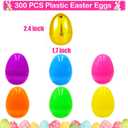 [6 Golden Eggs] 300 PCS 2.4" Fillable Plastic Easter Eggs Empty Easter Eggs Colorful Plastic Eggs Bulks for Kids Teens Boys Girls Easter Basket Stuffers Hunt Easter Party Favor