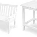 POLYWOOD GNB48WH Vineyard 48" Bench, White & ECT18WH Long Island 18" Side Table, White