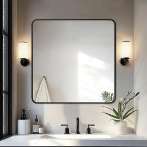 Delma Bathroom Vanity Mirror, Black Framed Bathroom Mirror for Over Sink, High-Definition Bathroom Mirror, Versatile Bathroom Vanity Mirror, Hangs Horizontally or Vertically(30x30, Black)