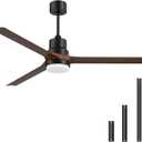 Ceiling Fans with Lights and Remote, Indoor and Outdoor, 60-inch Ceiling Fan with Reversible DC Motor for Patio Bedroom Living Room