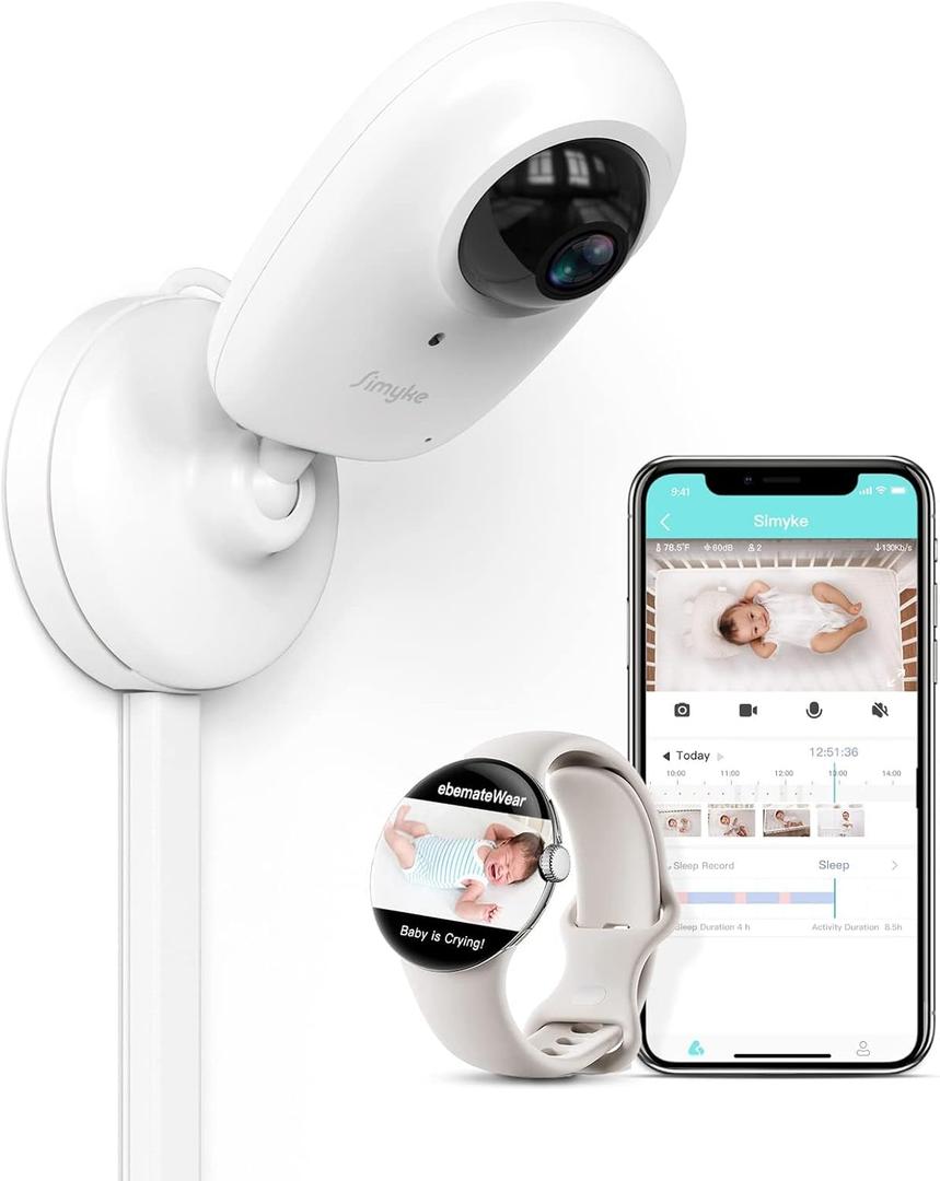 Smart Baby Monitor WiFi Smartphone, 1080P Baby Room Camera, APP Control, AI Detection, Cry Monitor and Lullabies, HD Night Vision, Two-Way Audio, Cloud & SD Card Storage, Connect Smart Watch