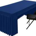 Smiry Spandex Open Back Tablecloth,Elastic Fitted Stretch Tablecloth for 8FT Rectangle Tables,Waterproof Washable Table Cover Skirt for Outdoor, Wedding, Banquet & Parties (Navy, 96Lx30Wx30H Inch)