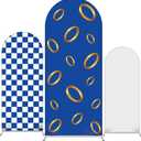 3 Pcs Blue with Gold Ring Party Decorations Arch Backdrop Cover 4ft 5ft 6ft Cartoon Spandex Blue White Arch Cover for Birthday Baby Shower Wedding Party Decorations, No Stand Included, 1.6 x 4ft, 2.1 x 5ft, 2.6 x 6ft