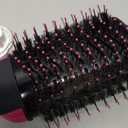 Dual Voltage Hair Dryer Brush with Negative Ion Anti-frizz Styler - Hot Air Volumizer for 110V-120V/220V-240V European and Travel Use (Black/Rose Red)
