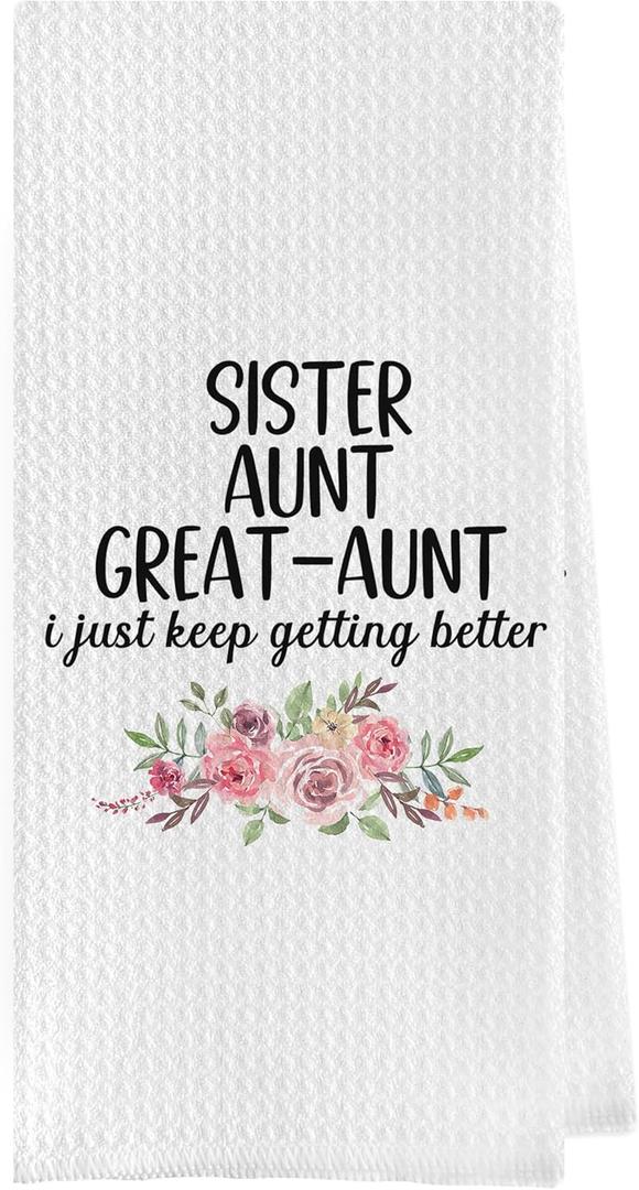 Great Aunt Dish Towels - Decorative Waffle Weave Kitchen Hand Tea Towels for Bathroom, Gifts from Nephew (1624 Inches)