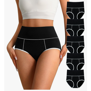 K-CHEONY High Waisted Cotton Underwear for Women Tummy Control Ladies Panties Breathable Full Coverage 5 Pack, XS