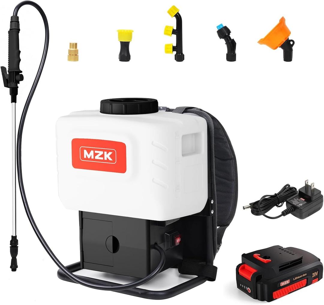 MZK 4.2 Gallon Battery Powered Backpack Sprayer-2.0AH Lithium Ion Electric Backpack Sprayer-for Weeding, Spraying, and Cleaning, Multiple Nozzles & Battery Included,BS4D05